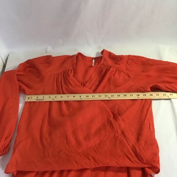 New Free People Check On It Wrap Top Flame Red - Picture 7 of 8